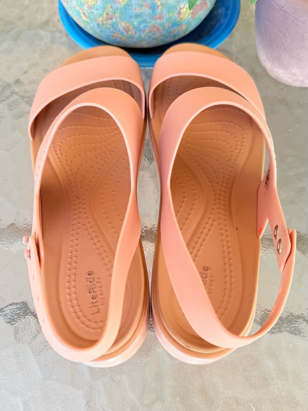 Crocs Brooklyn Low Wedge Ankle Strap Sandals - Pink/Tan Women’s 8 - Picture 3 of 6